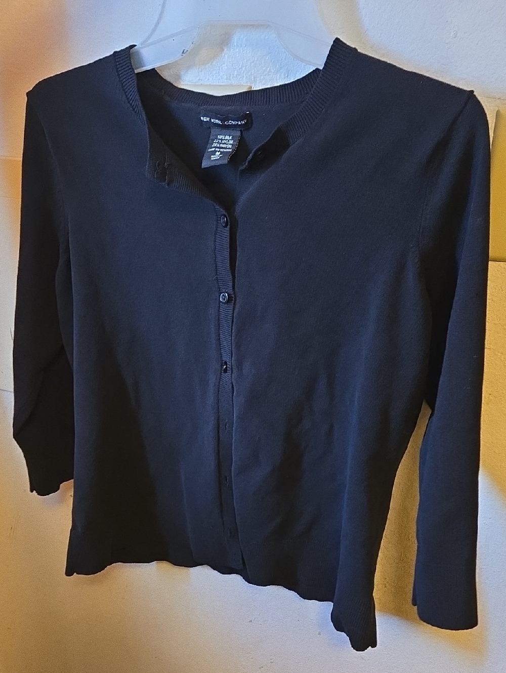 New York & Company Black Lightweight Button-Front Cardigan